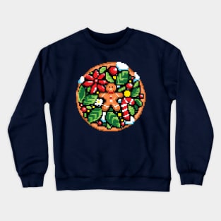 Pixel Art Christmas Gingerbread Cookie Man Crewneck Sweatshirt